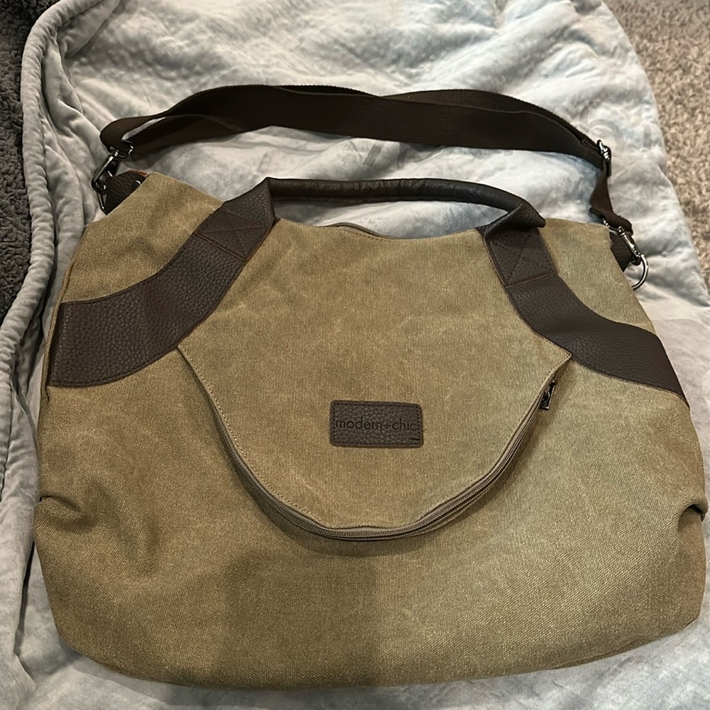 Green and brown Modern + Chic large purse